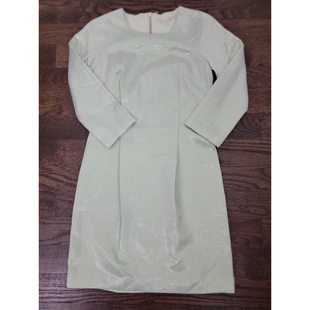 Rachel Rachel Roy Sheath Dress Women 6 Pale Green‎ Metallic Shimmer Retro Glitzy - Picture 5 of 10